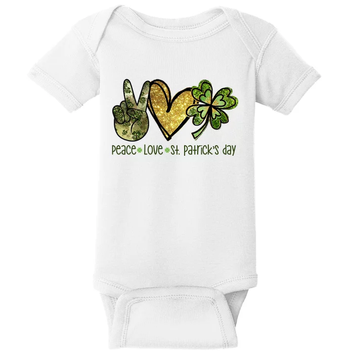 Peace Love St Patrick's Day Festive Baby Bodysuit