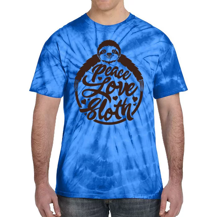 Peace Love Sloth Lover Funny Sloth Face Funny Gift Tie-Dye T-Shirt