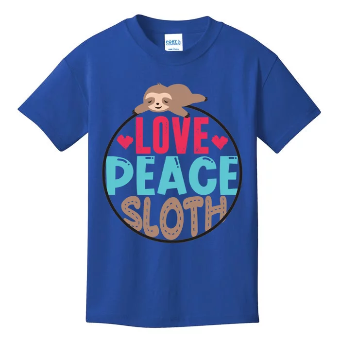 Peace Love Sloth Lover Funny Sloth Face Meaningful Gift Kids T-Shirt