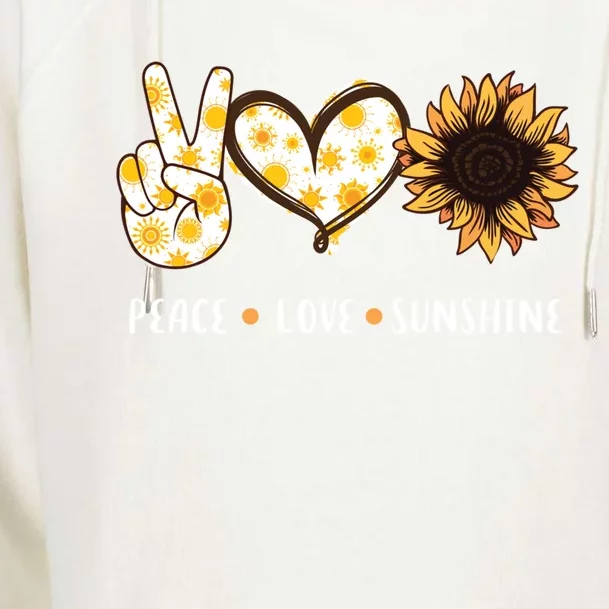 Peace Love Sunshine Sunflower Hippie Gift Gift Womens Funnel Neck Pullover Hood