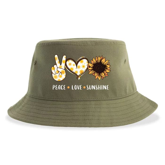 Peace Love Sunshine Sunflower Hippie Gift Gift Sustainable Bucket Hat