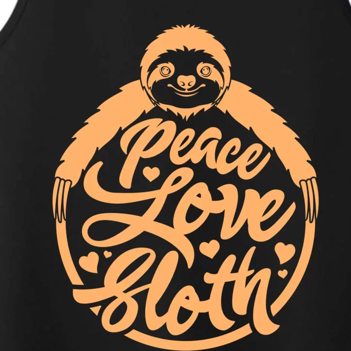 Peace Love Sloth Lover Funny Sloth Face Gift Performance Tank