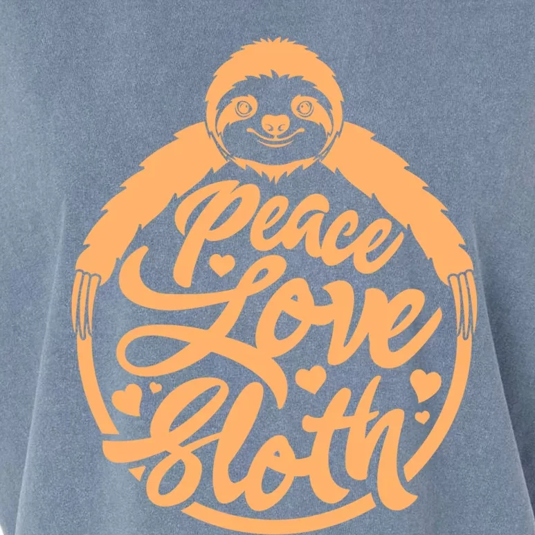 Peace Love Sloth Lover Funny Sloth Face Gift Garment-Dyed Women's Muscle Tee