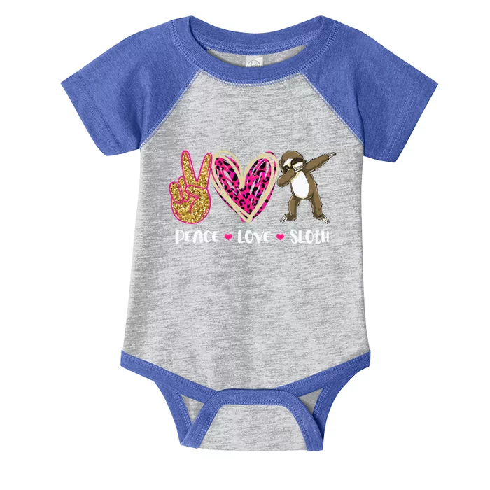 Peace Love Sloth Gift Hand Sign Heart Sloth Lovers Gift Infant Baby Jersey Bodysuit