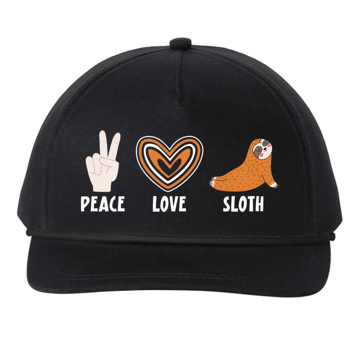 Peace Love Sloth Sloths Lover Gift Snapback Five-Panel Rope Hat