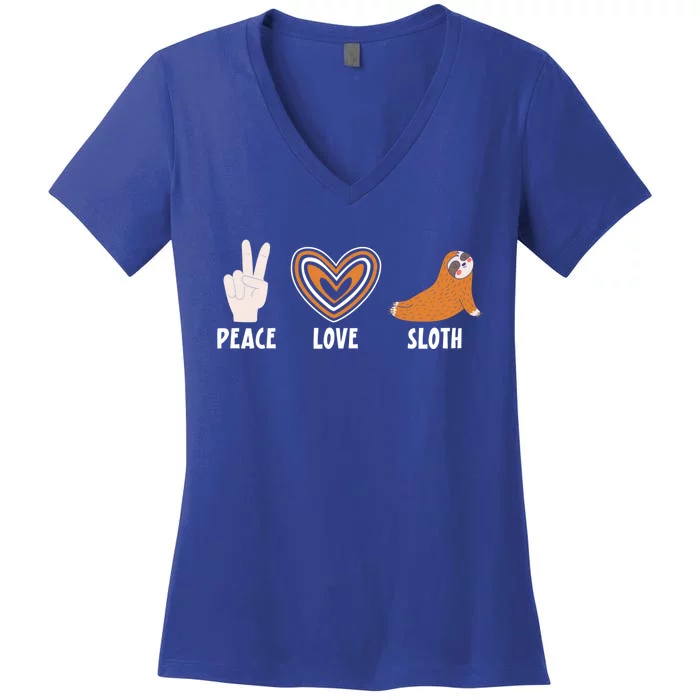 Peace Love Sloth Sloths Lover Gift Women's V-Neck T-Shirt