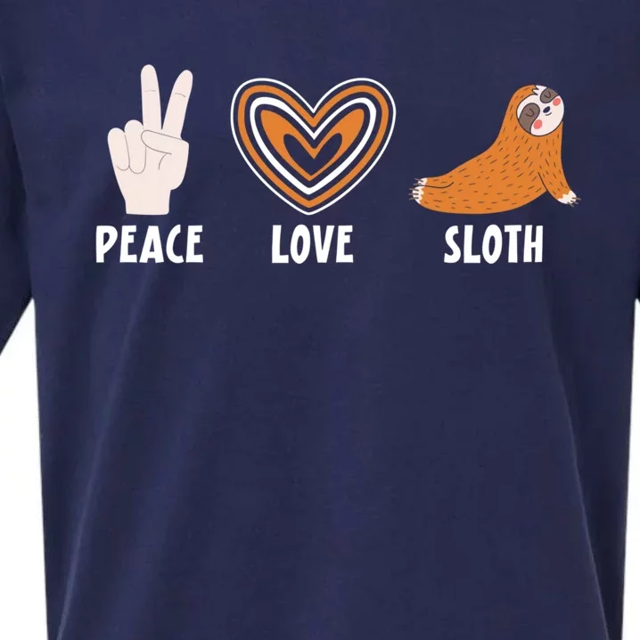 Peace Love Sloth Sloths Lover Gift Sueded Cloud Jersey T-Shirt