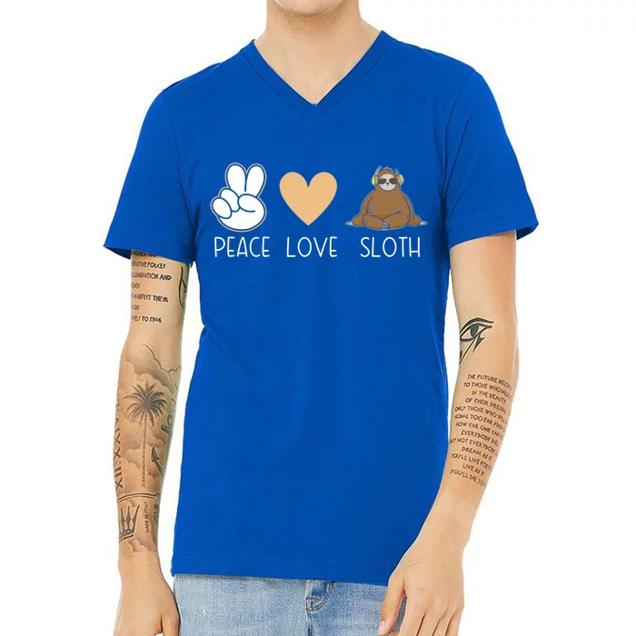 Peace Love Sloth Sloths Lover Cool Gift V-Neck T-Shirt