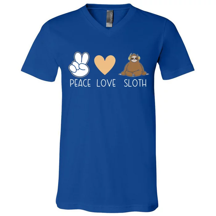 Peace Love Sloth Sloths Lover Cool Gift V-Neck T-Shirt