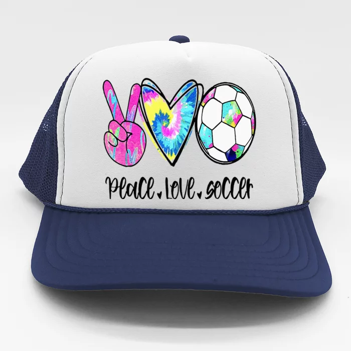 Peace Love Soccer Tie Dye Cute Soccer Lovers Trucker Hat