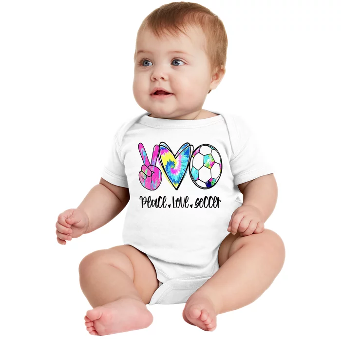 Peace Love Soccer Tie Dye Cute Soccer Lovers Baby Bodysuit