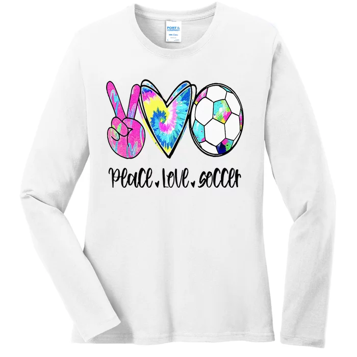 Peace Love Soccer Tie Dye Cute Soccer Lovers Ladies Long Sleeve Shirt