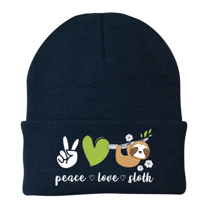 Peace Love Sloth Cool Gift Knit Cap Winter Beanie