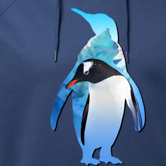 Penguin Lovers Silhouette Earth Day And Ocean Week Meaningful Gift Performance Fleece Hoodie