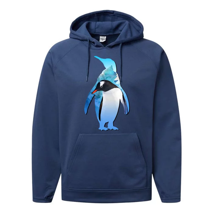 Penguin Lovers Silhouette Earth Day And Ocean Week Meaningful Gift Performance Fleece Hoodie