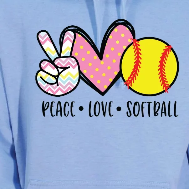 Peace Love Softball Cute Design For Women Teen Little Girl Unisex Surf Hoodie