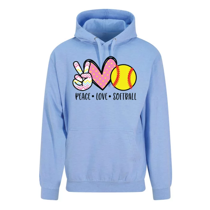 Peace Love Softball Cute Design For Women Teen Little Girl Unisex Surf Hoodie