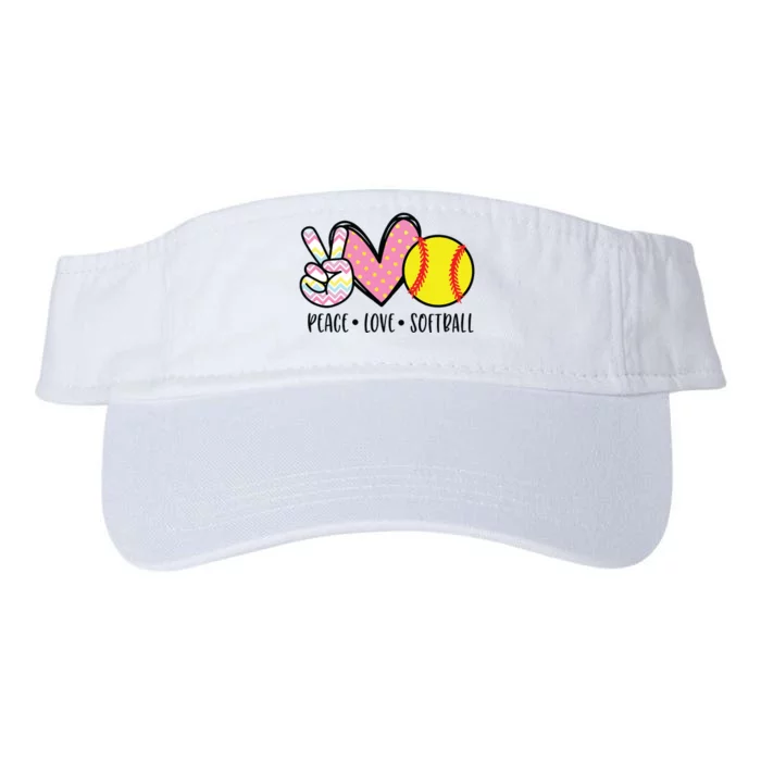 Peace Love Softball Cute Design For Women Teen Little Girl Valucap Bio-Washed Visor