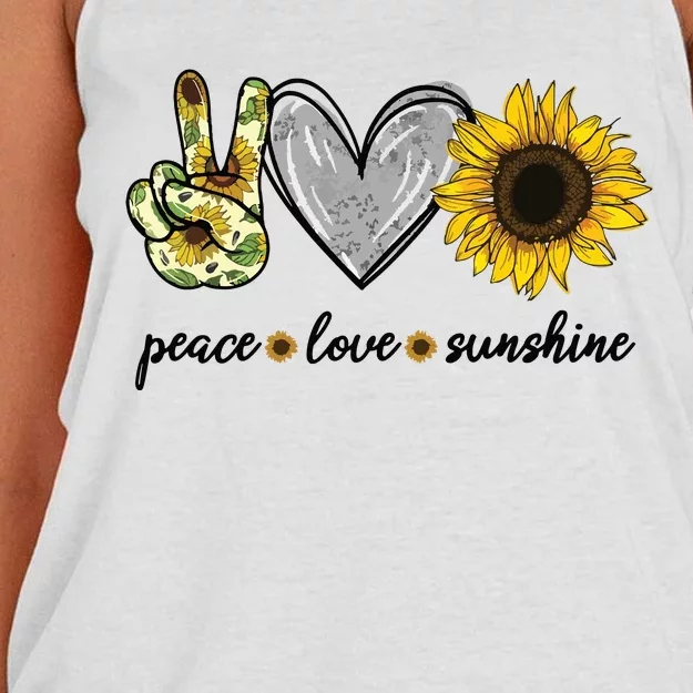 Peace Love Sunshine Sunflower Hippie Women's Knotted Racerback Tank