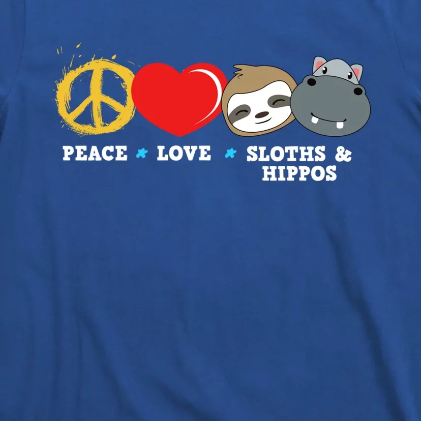 Peace Love Sloths And Hippos Meaningful Gift T-Shirt