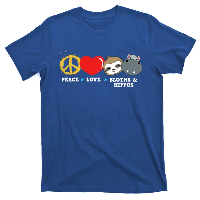 Peace Love Sloths And Hippos Meaningful Gift T-Shirt