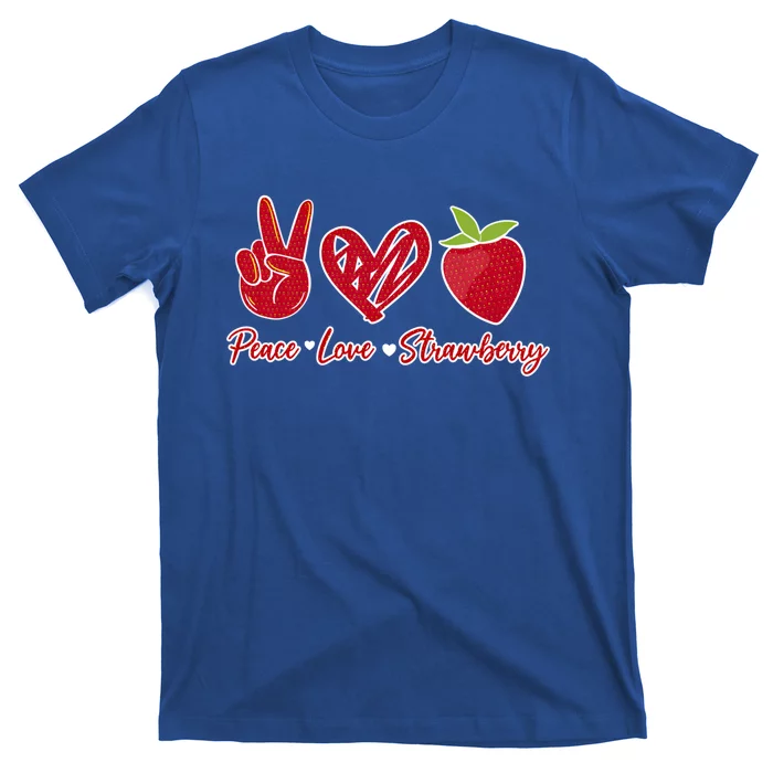 Peace Love Strawberry Farmer Strawberries Berry Vegan Fruits Meaningful Gift T-Shirt