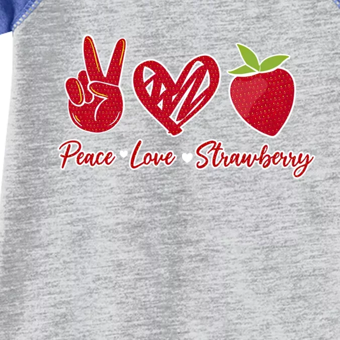 Peace Love Strawberry Farmer Strawberries Berry Vegan Fruits Meaningful Gift Infant Baby Jersey Bodysuit