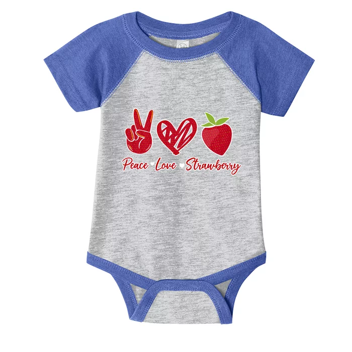 Peace Love Strawberry Farmer Strawberries Berry Vegan Fruits Meaningful Gift Infant Baby Jersey Bodysuit