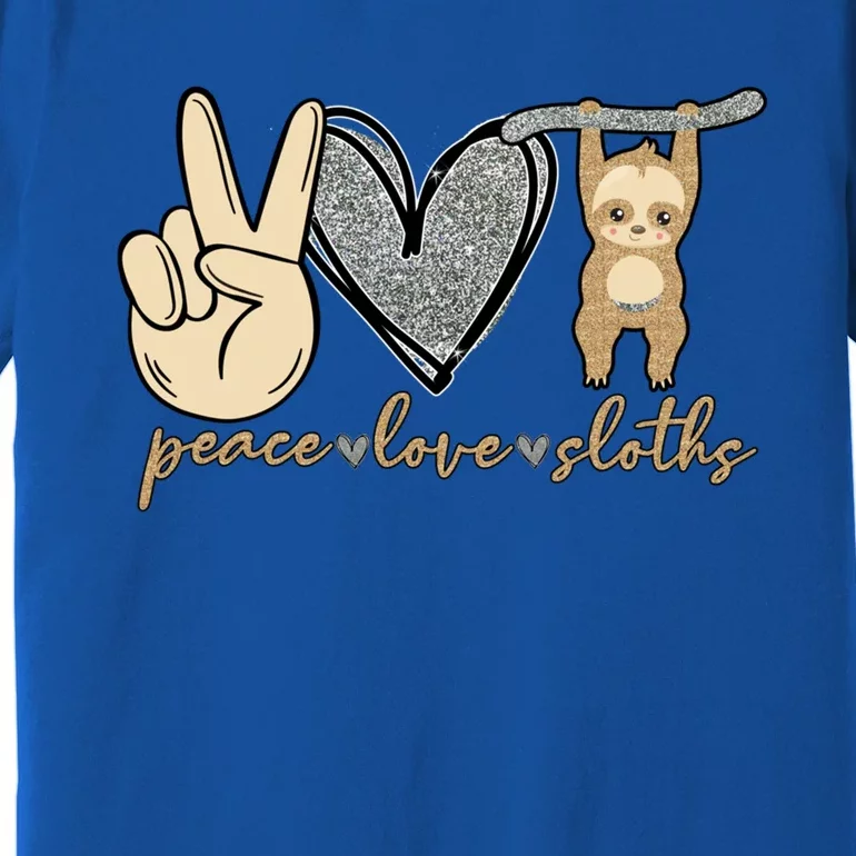 Peace Love Sloths Cute And Funny Graphic Design Gift Premium T-Shirt