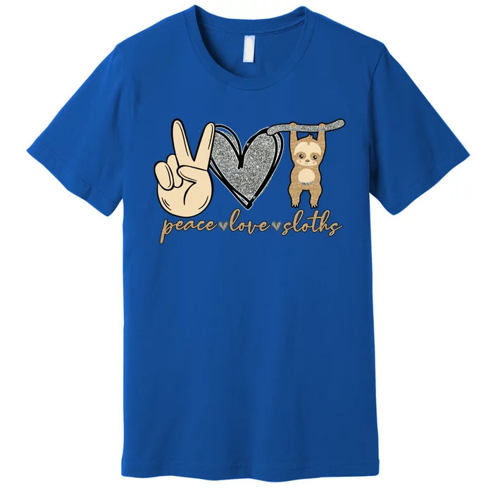 Peace Love Sloths Cute And Funny Graphic Design Gift Premium T-Shirt