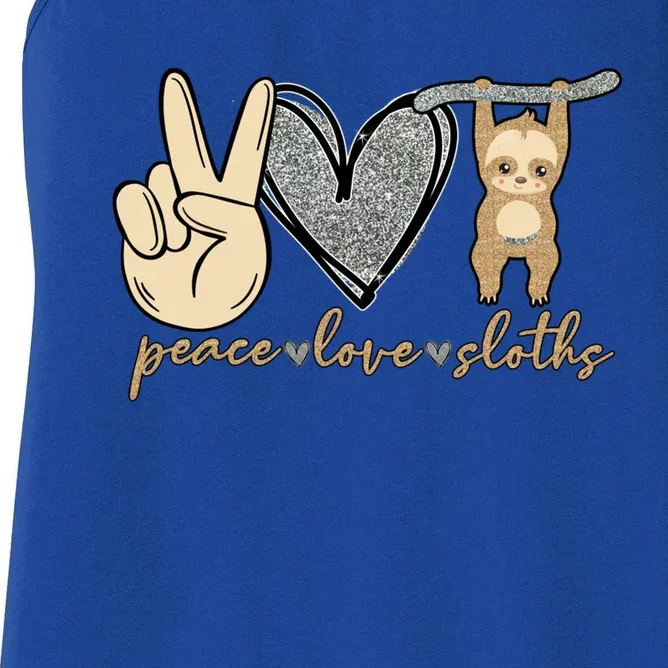 Peace Love Sloths Cute And Funny Graphic Design Gift Women's Racerback Tank