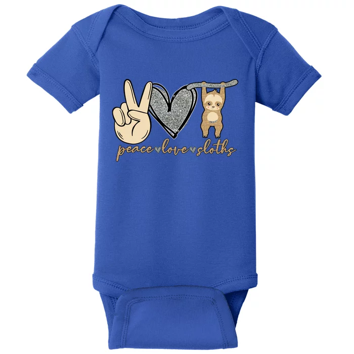 Peace Love Sloths Cute And Funny Graphic Design Gift Baby Bodysuit