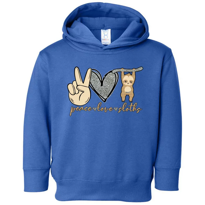 Peace Love Sloths Cute And Funny Graphic Design Gift Toddler Hoodie