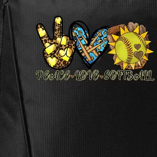 Peace Love Softball Cool Design City Backpack