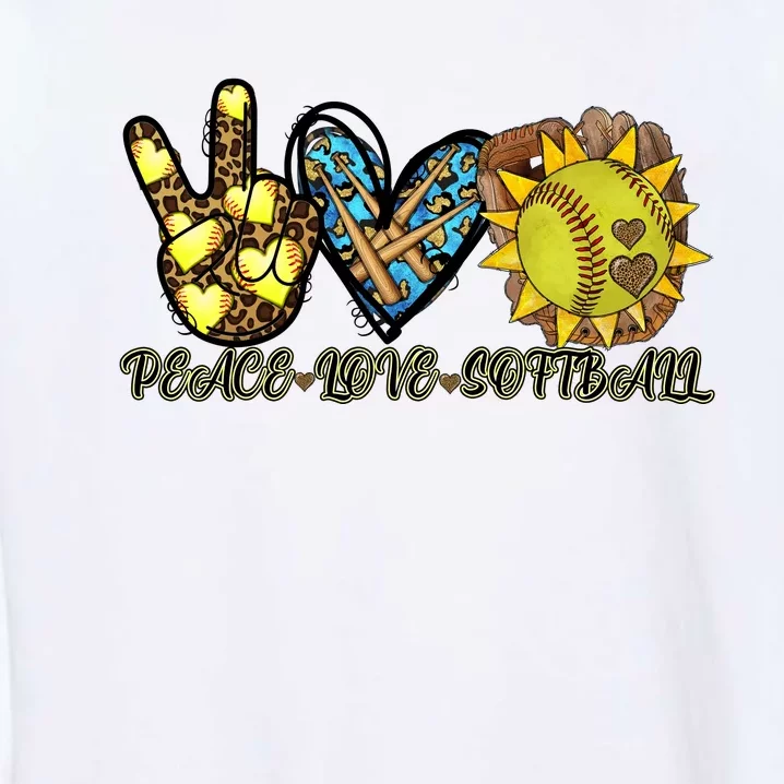 Peace Love Softball Cool Design Garment-Dyed Sweatshirt