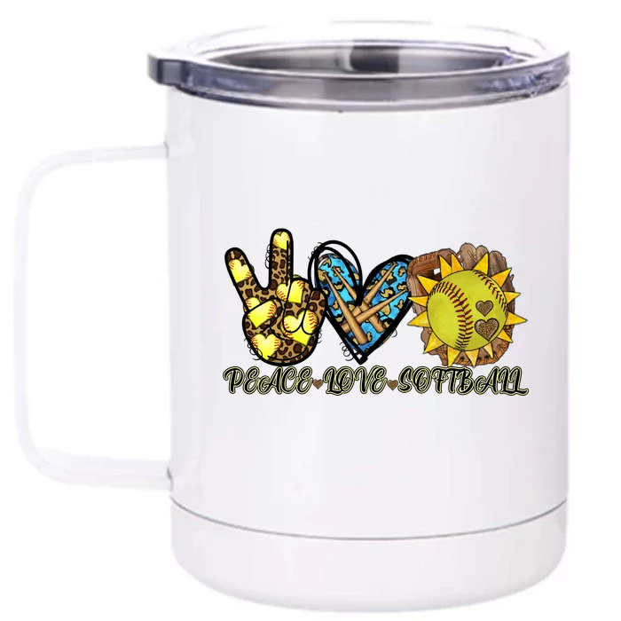 Peace Love Softball Cool Design Front & Back 12oz Stainless Steel Tumbler Cup