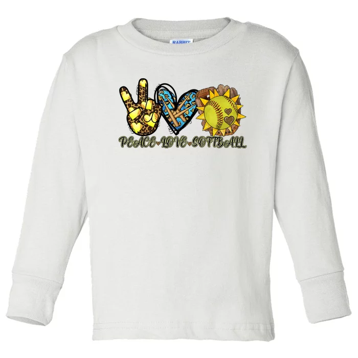 Peace Love Softball Cool Design Toddler Long Sleeve Shirt