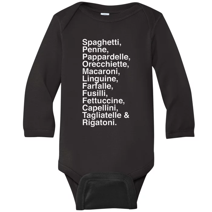 Pasta LoverS Spaghetti Penne Macaronifun Foodie Baby Long Sleeve Bodysuit