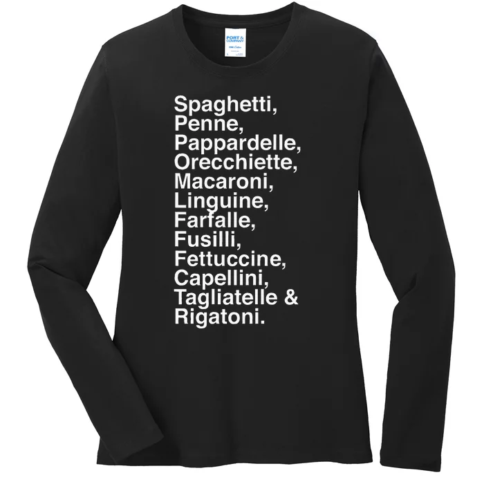 Pasta LoverS Spaghetti Penne Macaronifun Foodie Ladies Long Sleeve Shirt