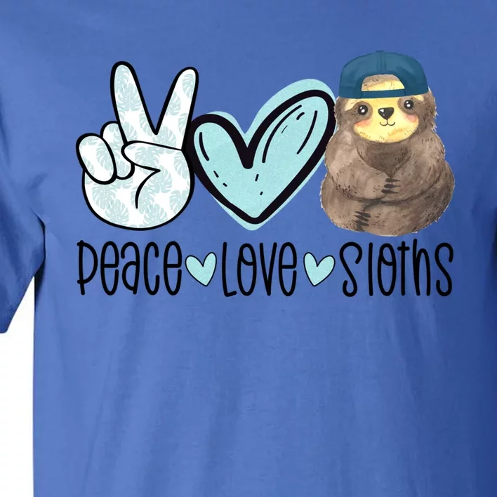 Peace Love Sloths Cute Sloth With Baseball Cap Boy Sloth Great Gift Tall T-Shirt