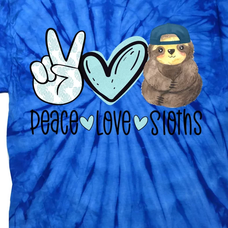 Peace Love Sloths Cute Sloth With Baseball Cap Boy Sloth Great Gift Tie-Dye T-Shirt