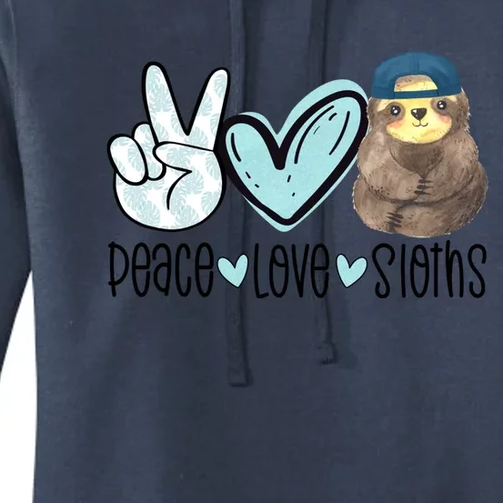 Peace Love Sloths Cute Sloth With Baseball Cap Boy Sloth Great Gift Women's Pullover Hoodie