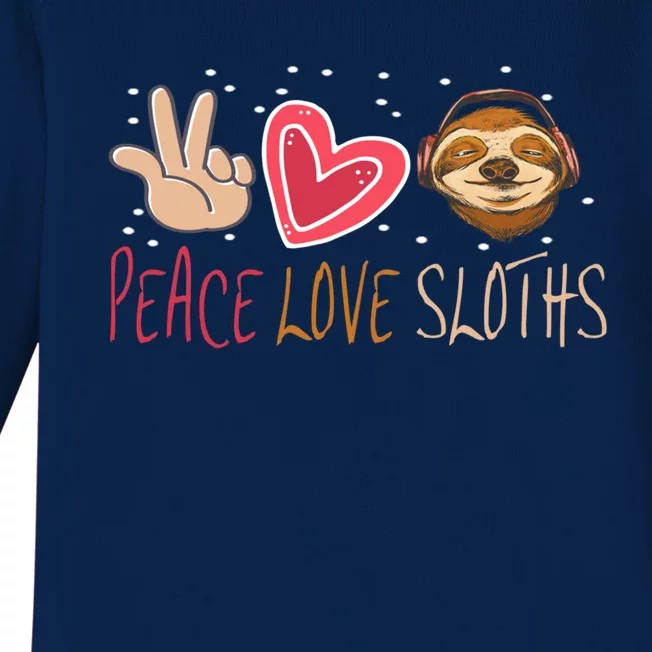 Peace Love Sloths Funny Sloth For Cute Sloths Gift Baby Long Sleeve Bodysuit