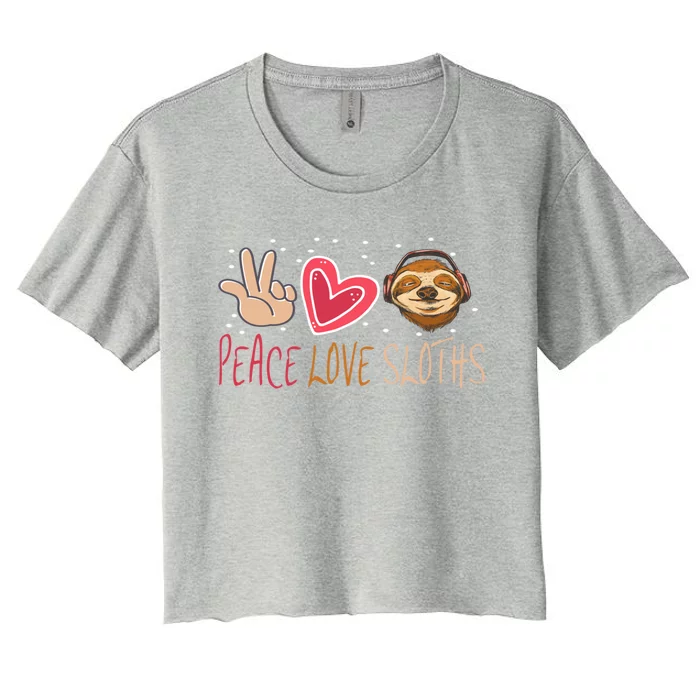 Peace Love Sloths Funny Sloth For Cute Sloths Gift Women's Crop Top Tee