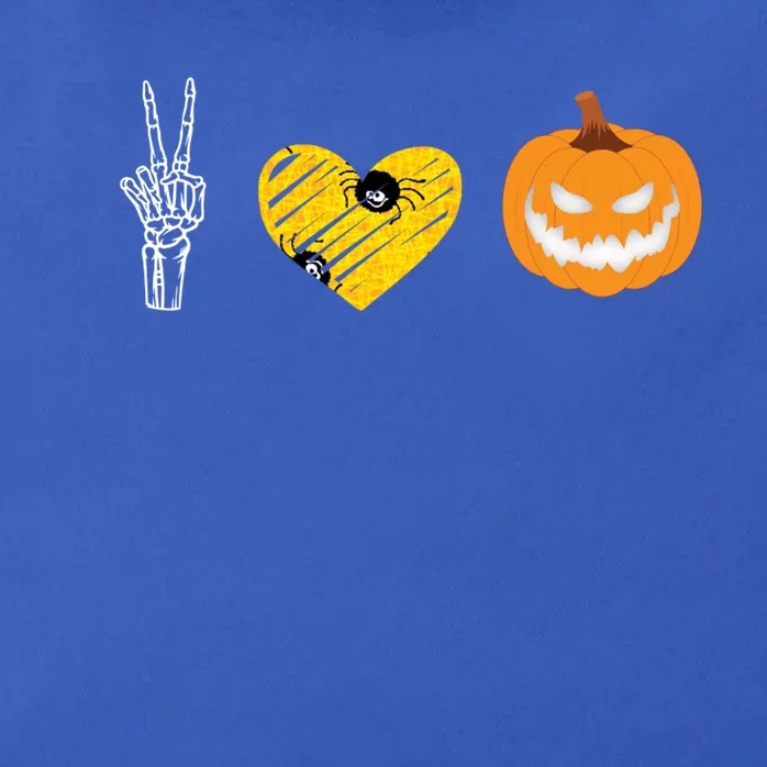 Peace Love Skeleton Bones Pumpkin Halloween Candy Spooky Tee Gift Zip Tote Bag