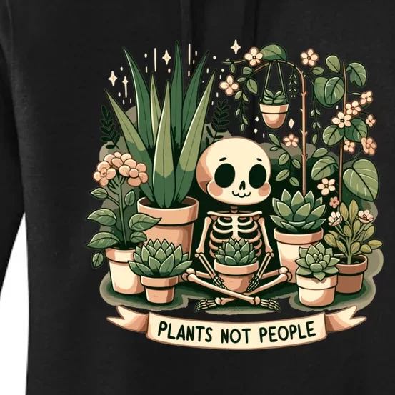 Plant Lover Skeleton Design Plants Not People Women's Pullover Hoodie