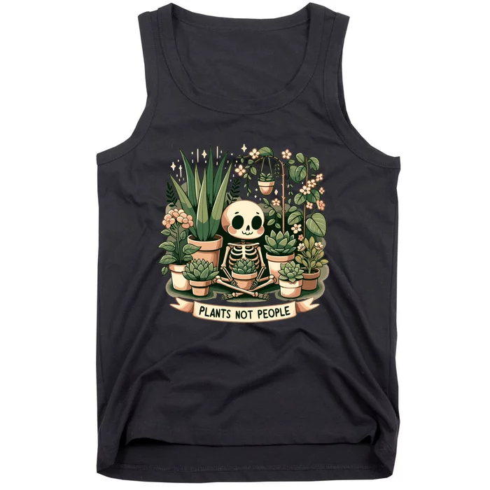 Plant Lover Skeleton Design Plants Not People Tank Top