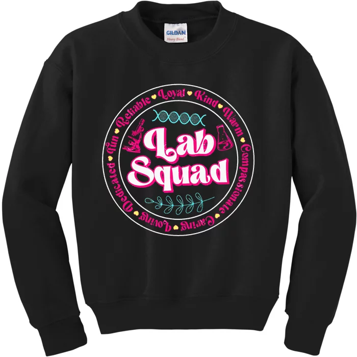 Pink Lab Squad Lab Scientist Microbiologist Kids Sweatshirt