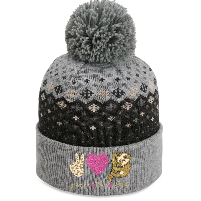 Peace Love Sloths Funny Sloths Lovely Gift The Baniff Cuffed Pom Beanie