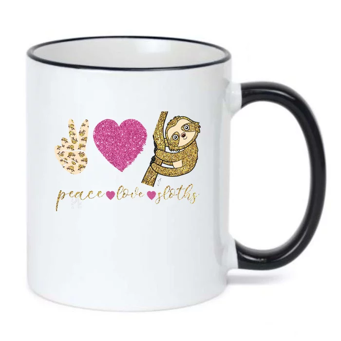 Peace Love Sloths Funny Sloths Lovely Gift Black Color Changing Mug